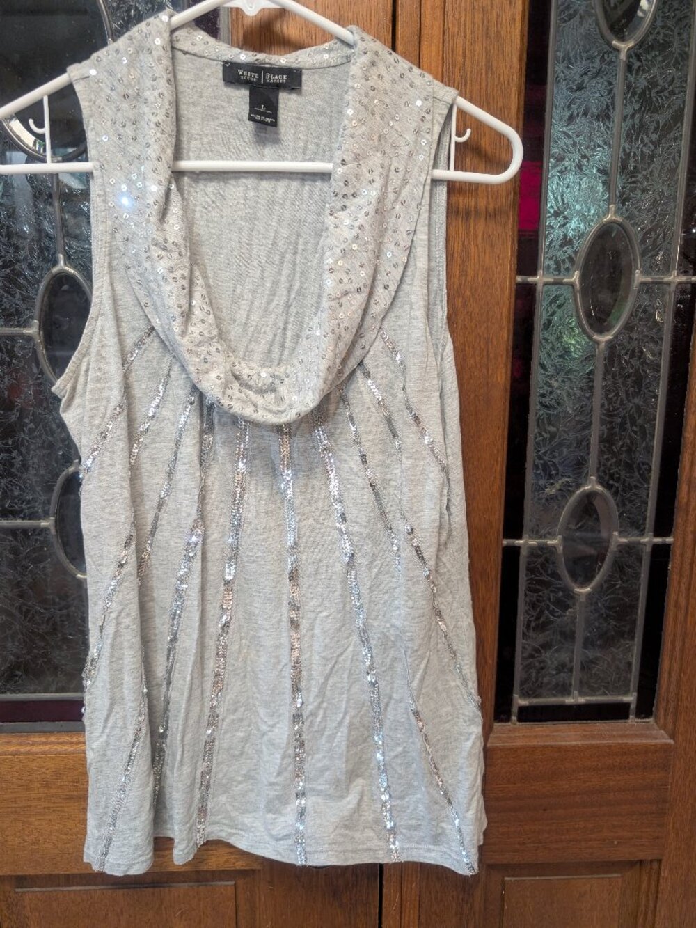 Womens cowl neck front sequins, size Large